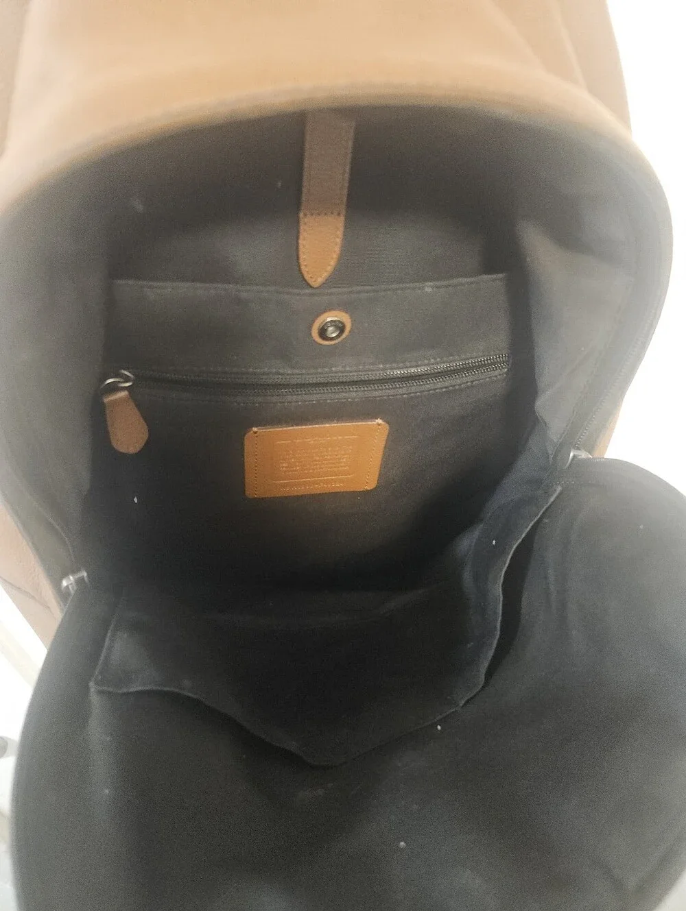 Vtg Coach Brown Leather Men's Backpack with Center Stripe